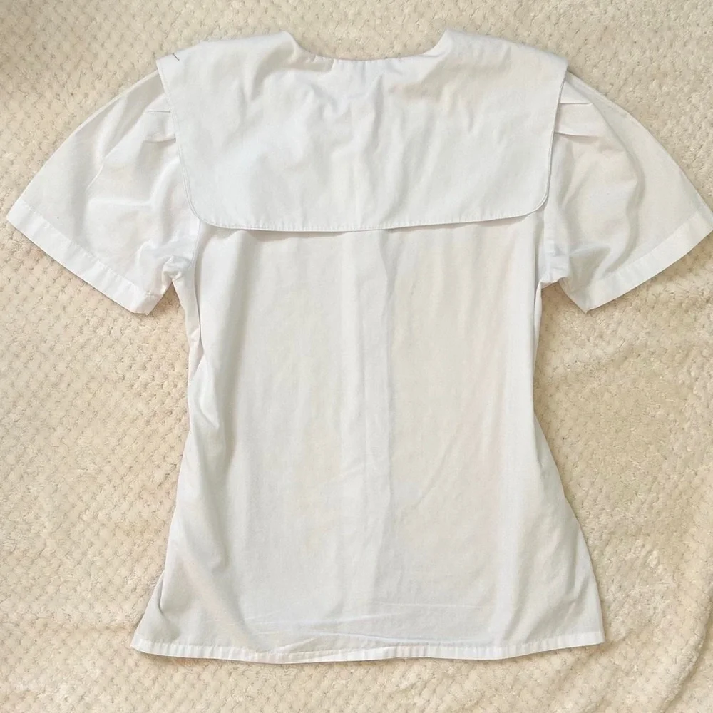 Vintage 1970s Cottagecore Witt Embroidered Blouse with Oversized Collar - Picture 4 of 10